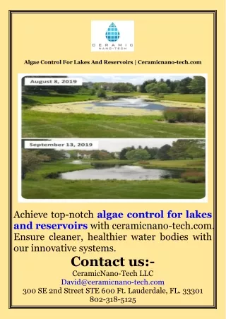 Algae Control For Lakes And Reservoirs  Ceramicnano-tech.com