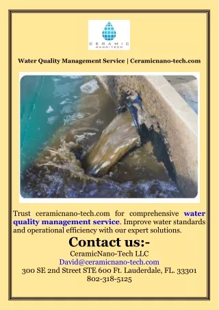 Water Quality Management Service  Ceramicnano-tech.com