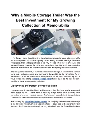 Why a Mobile Storage Trailer Was the Best Investment for My Growing Collection of Memorabilia