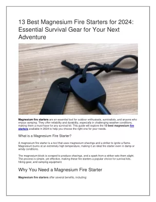 13 Best Magnesium Fire Starters for 2024 Essential Survival Gear for Your Next Adventure