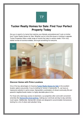 Tucker Realty Homes for Sale: Find Your Perfect Property Today