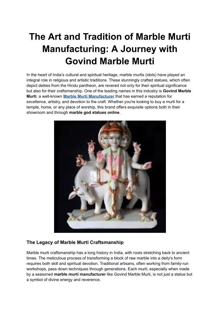 the art and tradition of marble murti