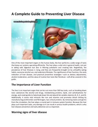 A Complete Guide To Preventing Liver Disease