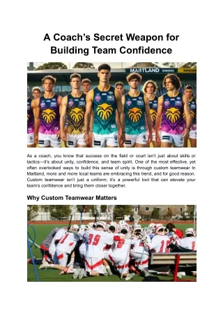 A Coach’s Secret Weapon for Building Team Confidence