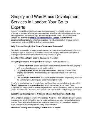 shopify and wordpress development services