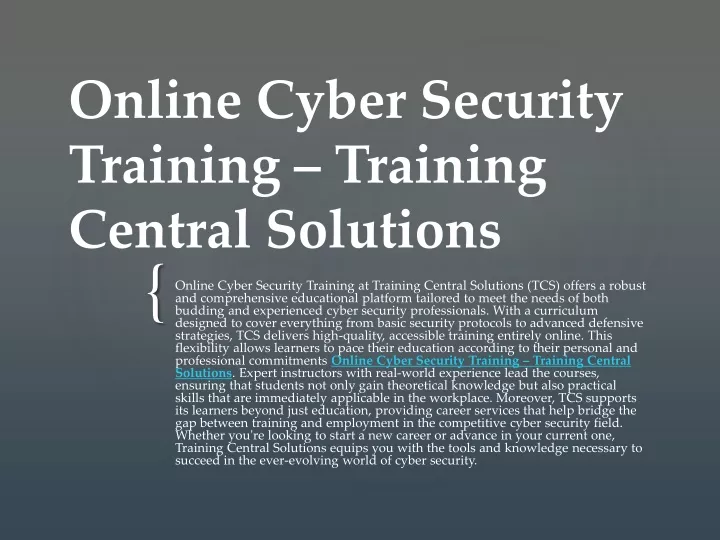 online cyber security training training central solutions