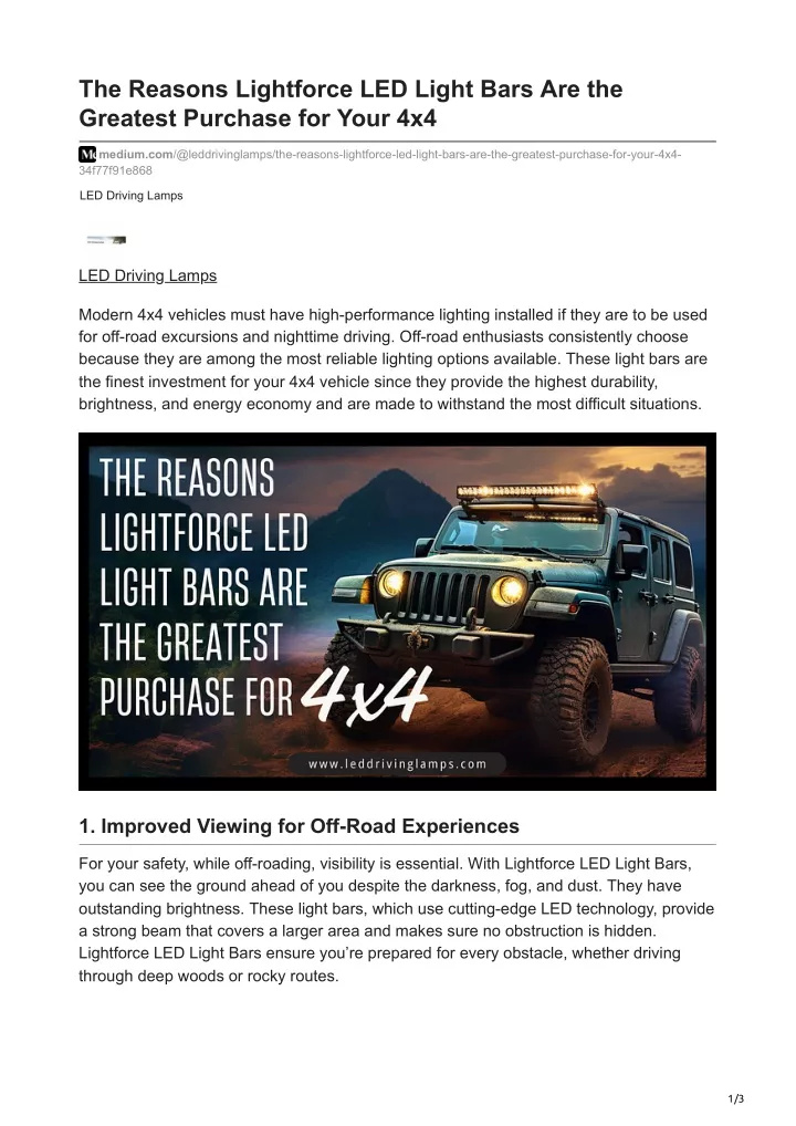 the reasons lightforce led light bars