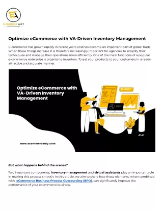 Optimize eCommerce with VA-Driven Inventory Management