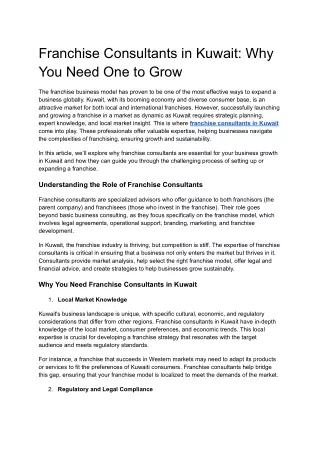Franchise Consultants in Kuwait_ Why You Need One to Grow