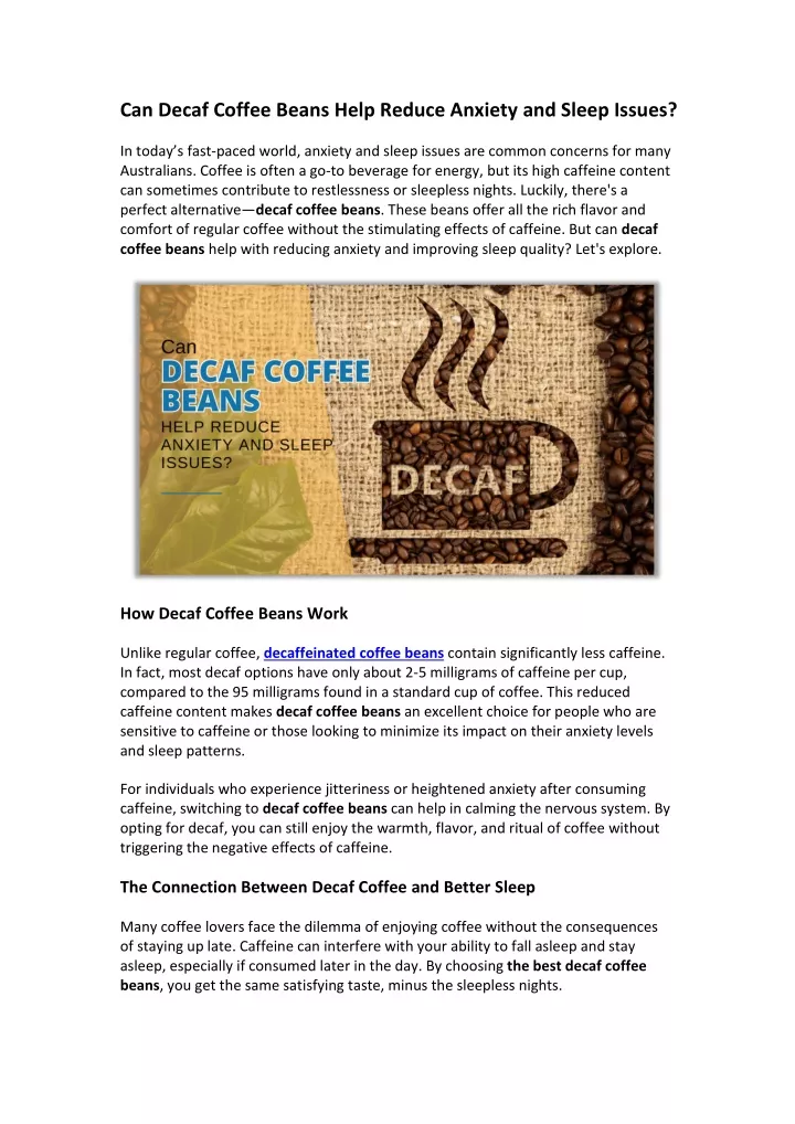 can decaf coffee beans help reduce anxiety