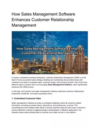 how sales management software enhances customer