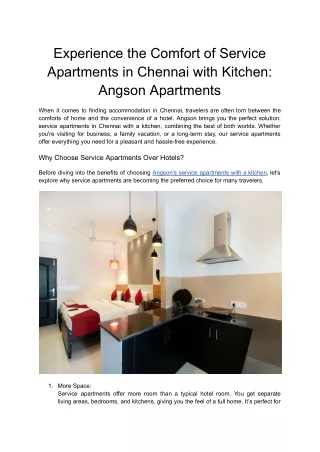 Experience the Comfort of Service Apartments in Chennai with Kitchen_ Angson Apartments