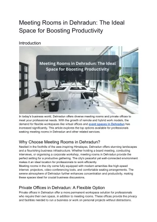 Meeting Rooms in Dehradun_ The Ideal Space for Boosting Productivity