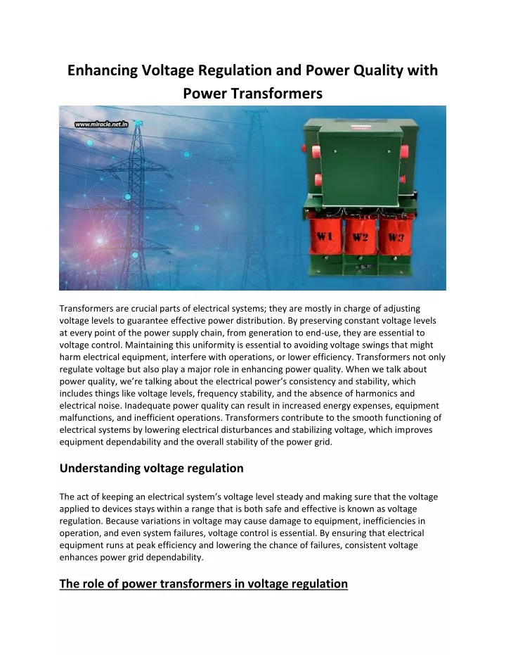 enhancing voltage regulation and power quality