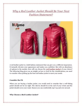 Why a Red Leather Jacket Should Be Your Next Fashion Statement?