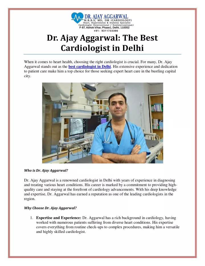 dr ajay aggarwal the best cardiologist in delhi