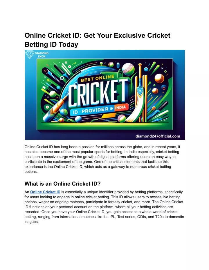 online cricket id get your exclusive cricket