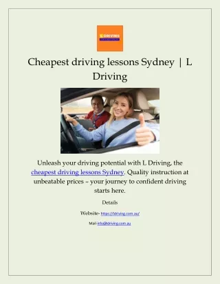 Cheapest driving lessons Sydney