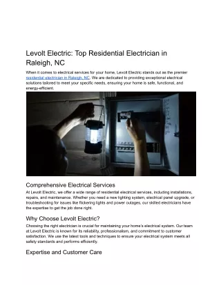 Levolt Electric_ Top Residential Electrician in Raleigh, NC