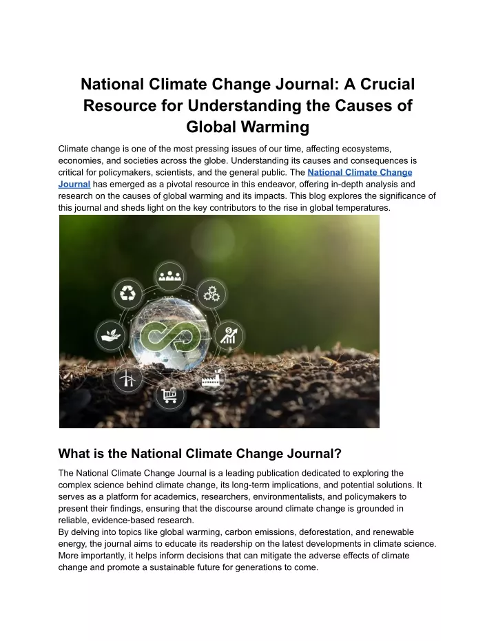 national climate change journal a crucial