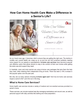 How Can Home Health Care Make a Difference in a Seniors Life.docx