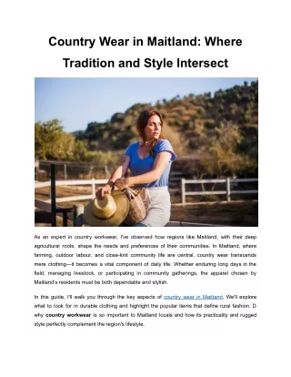 Country Wear in Maitland_ Where Tradition and Style Intersect