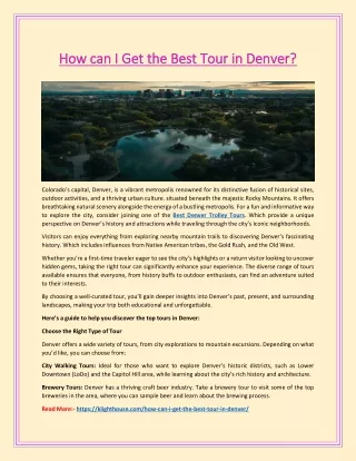How can I Get the Best Tour in Denver?