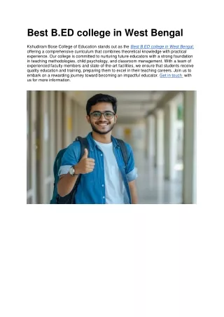 Best B.ED college in West Bengal