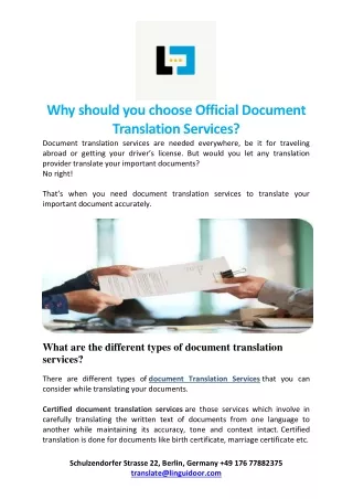 Why should you choose Official Document Translation Services?