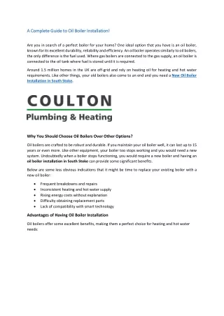 A Complete Guide to Oil Boiler Installation!