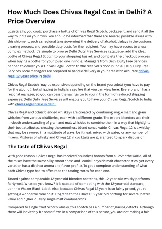 how much does chivas regal cost in delhi a price