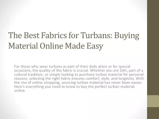 The Best Fabrics for Turbans: Buying Material Online Made Easy