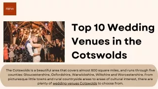 Top 10 Wedding Venues in the Cotswolds