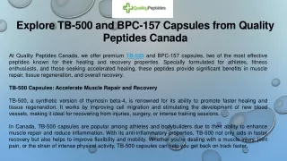 Explore TB-500 and BPC-157 Capsules from Quality Peptides Canada