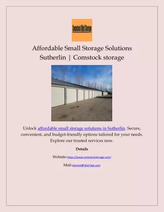 Affordable Small Storage Solutions Sutherlin