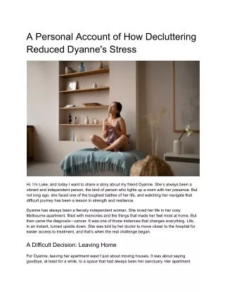 A Personal Account of How Decluttering Reduced Dyanne's Stress