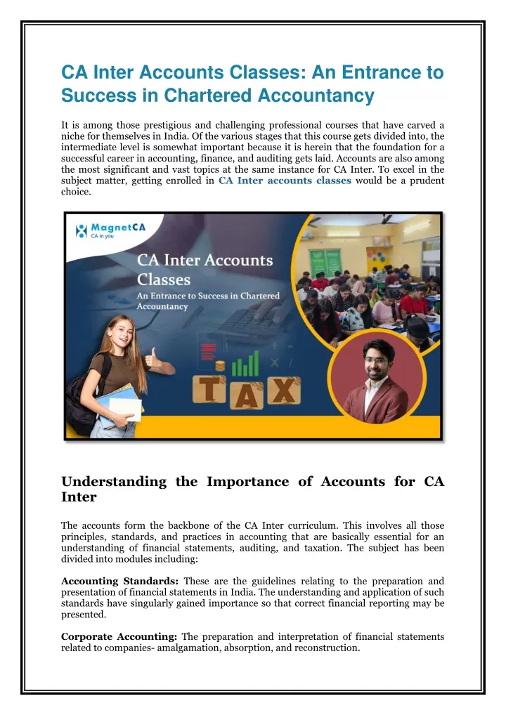 ca inter accounts classes an entrance to success