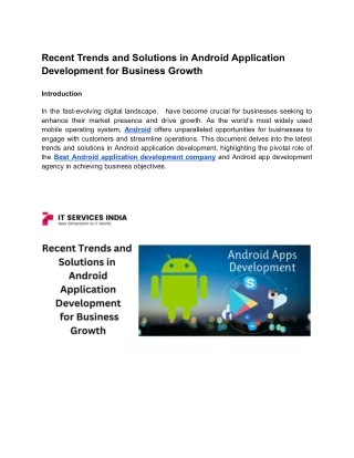 Recent Trends and Solutions in Android Application Development for Business Growth