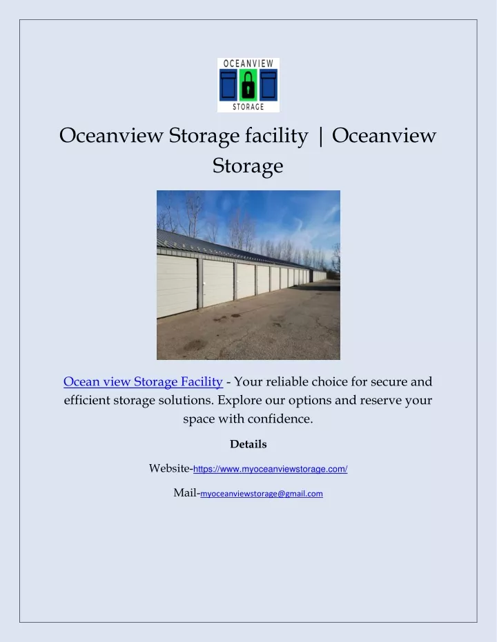 oceanview storage facility oceanview storage