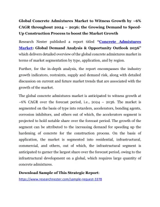 global concrete admixtures market to witness