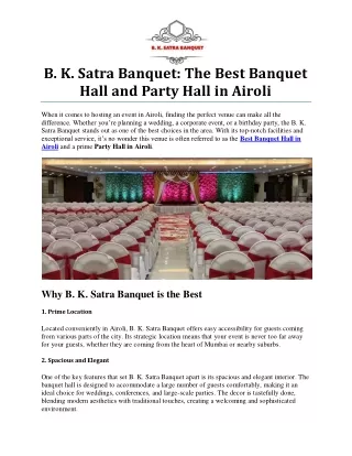 Discover the Best Banquet Hall in Airoli for Your Next Event