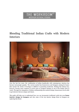 Blending Traditional Indian Crafts with Modern Interiors