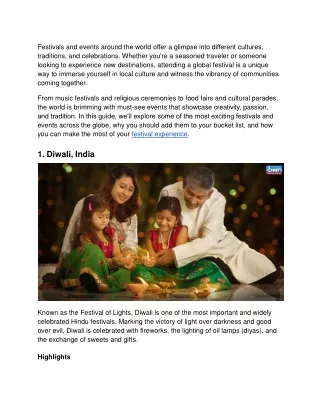 festivals and events around the world offer