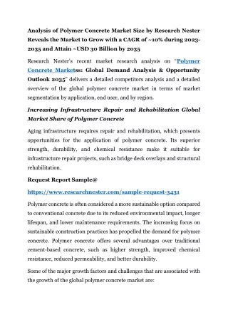 analysis of polymer concrete market size