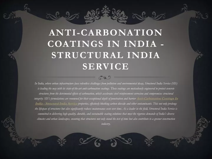 anti carbonation coatings in india structural india service