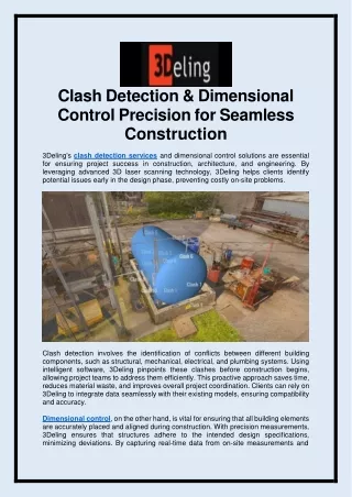 Clash Detection & Dimensional Control Precision for Seamless Construction