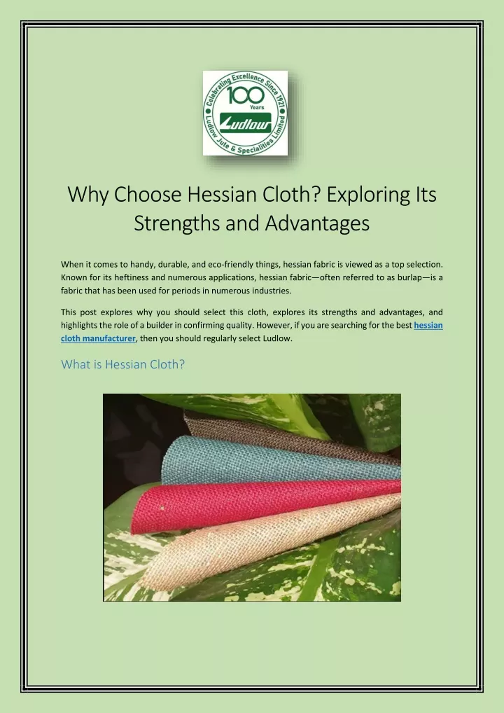 why choose hessian cloth exploring its strengths