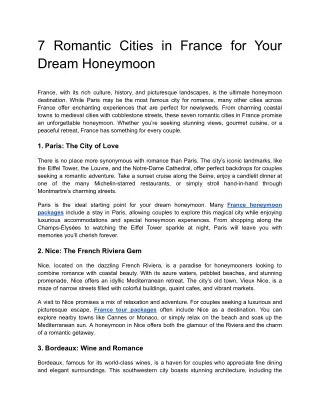 7 Romantic Cities in France for Your Dream Honeymoon