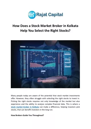 How Does a Stock Market Broker in Kolkata Help You Select the Right Stocks