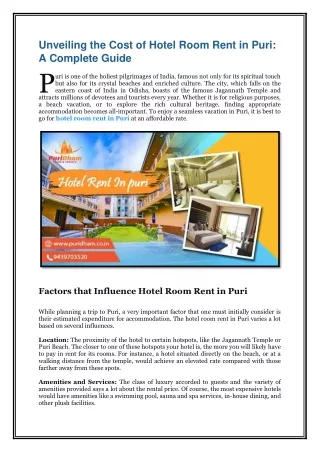 Unveiling the Cost of Hotel Room Rent in Puri A Complete Guide